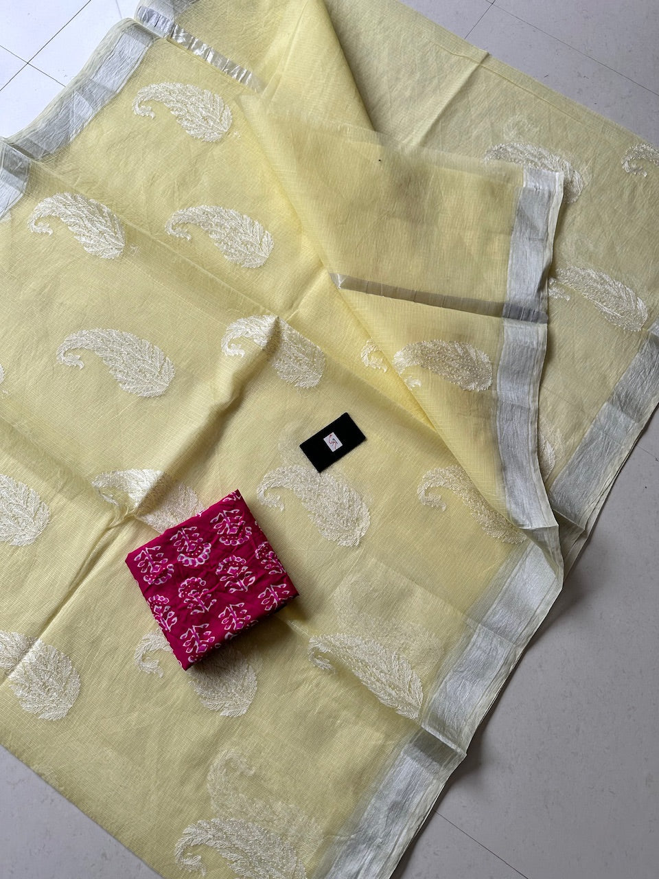 Embroidered Kota Cotton Doria Saree