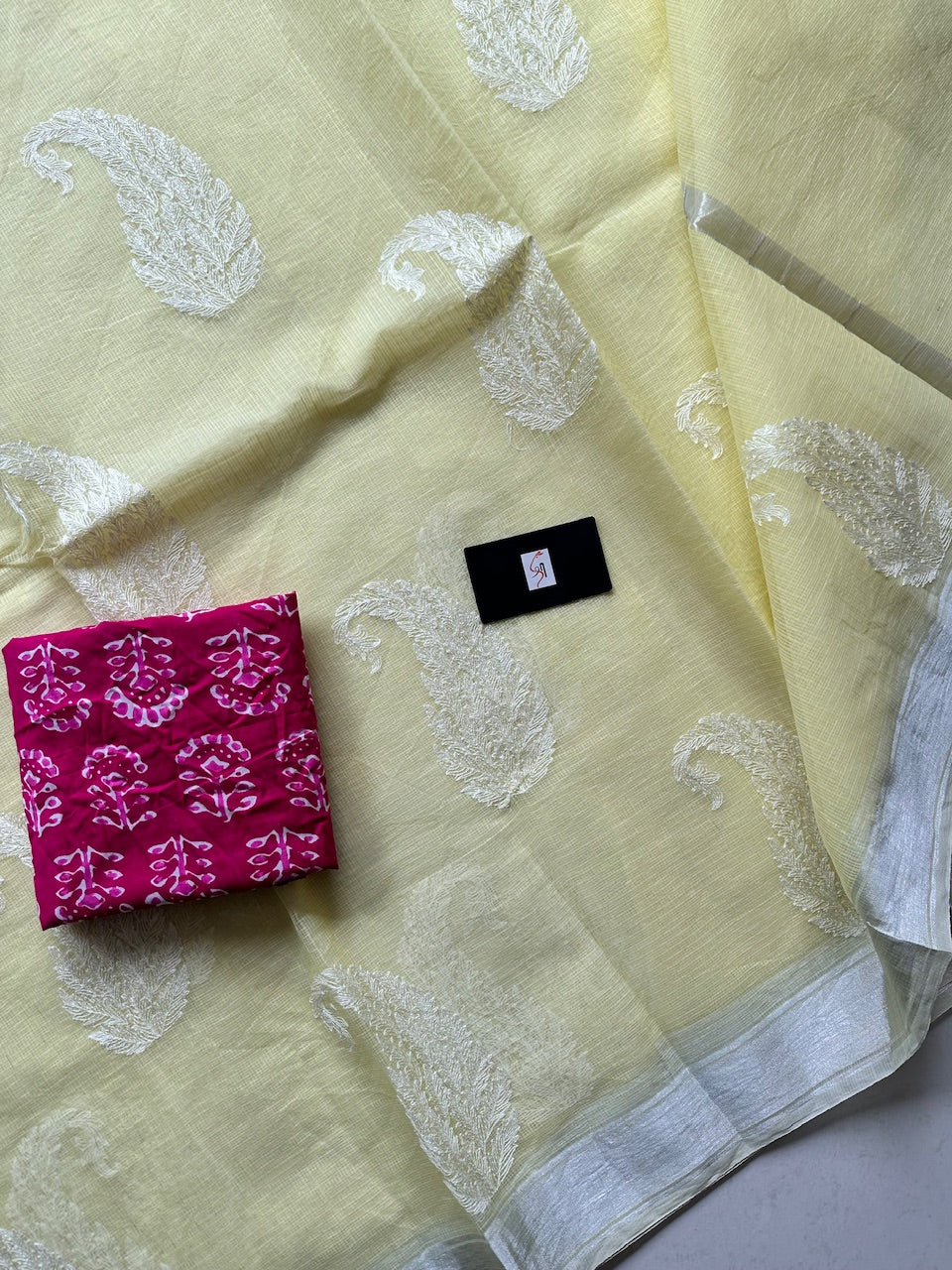 Embroidered Kota Cotton Doria Saree