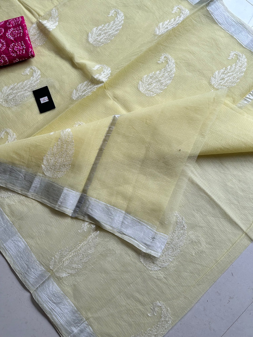 Embroidered Kota Cotton Doria Saree