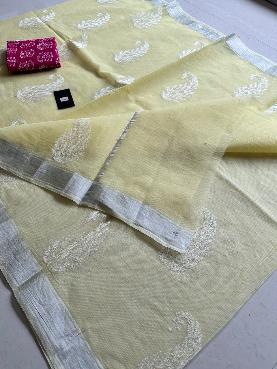 Embroidered Kota Cotton Doria Saree