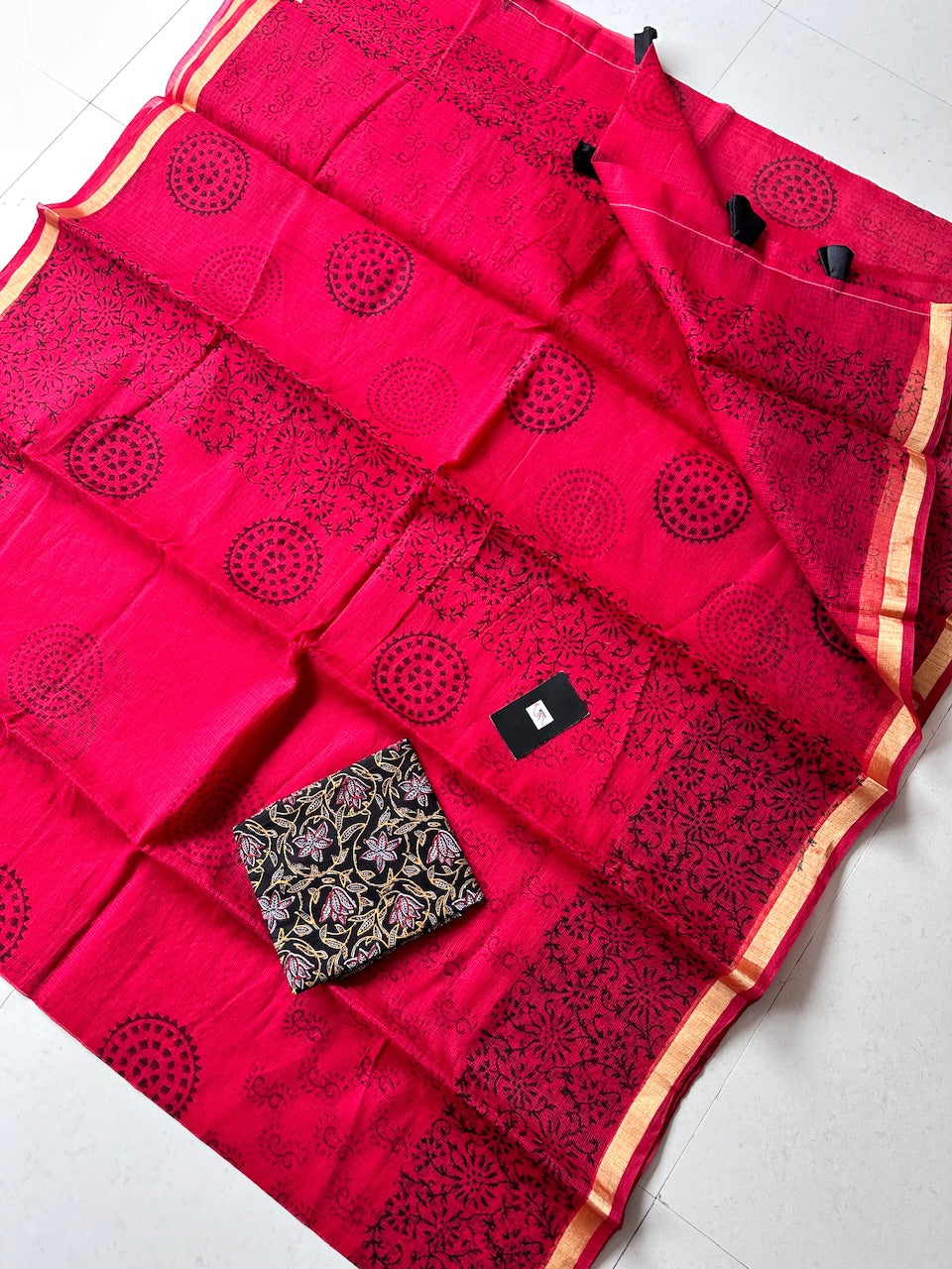 HandBlock Printed Kota Cotton Doria Saree