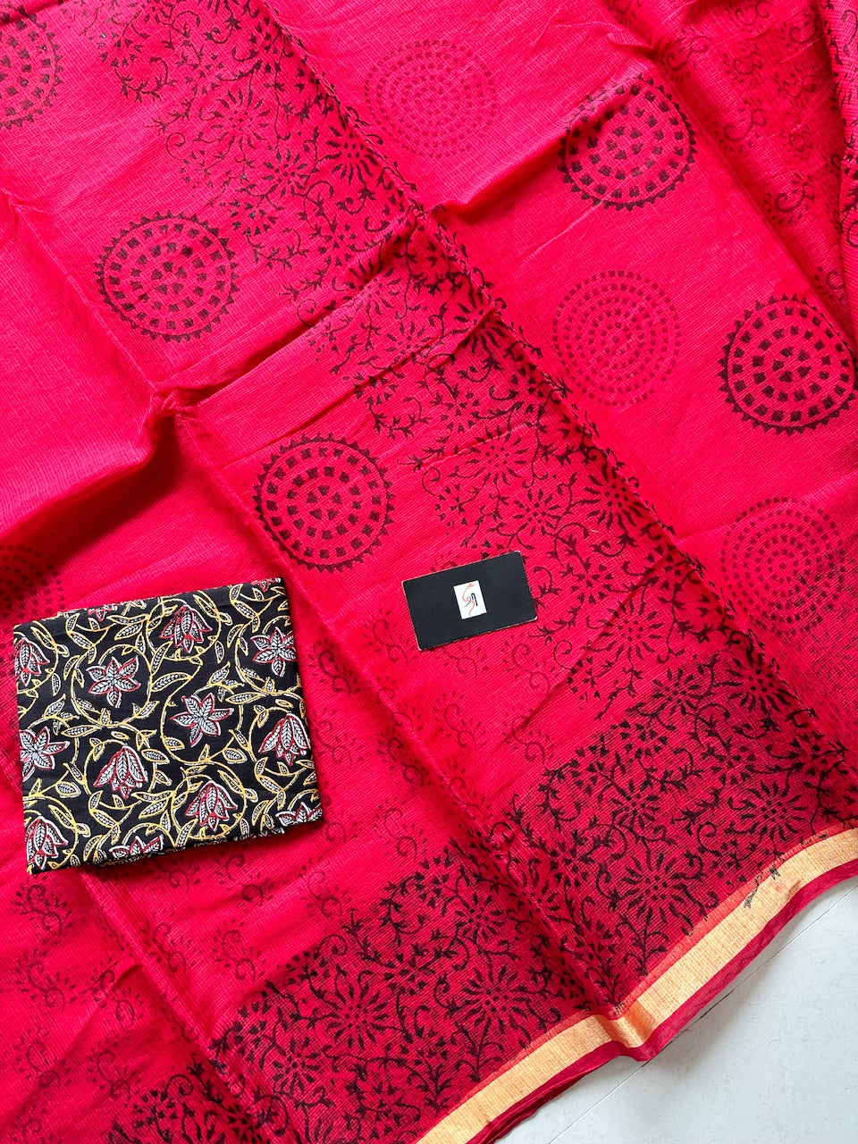 HandBlock Printed Kota Cotton Doria Saree