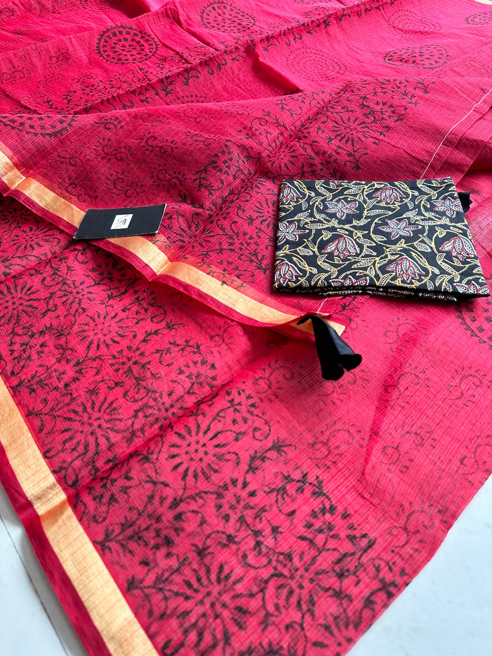 HandBlock Printed Kota Cotton Doria Saree