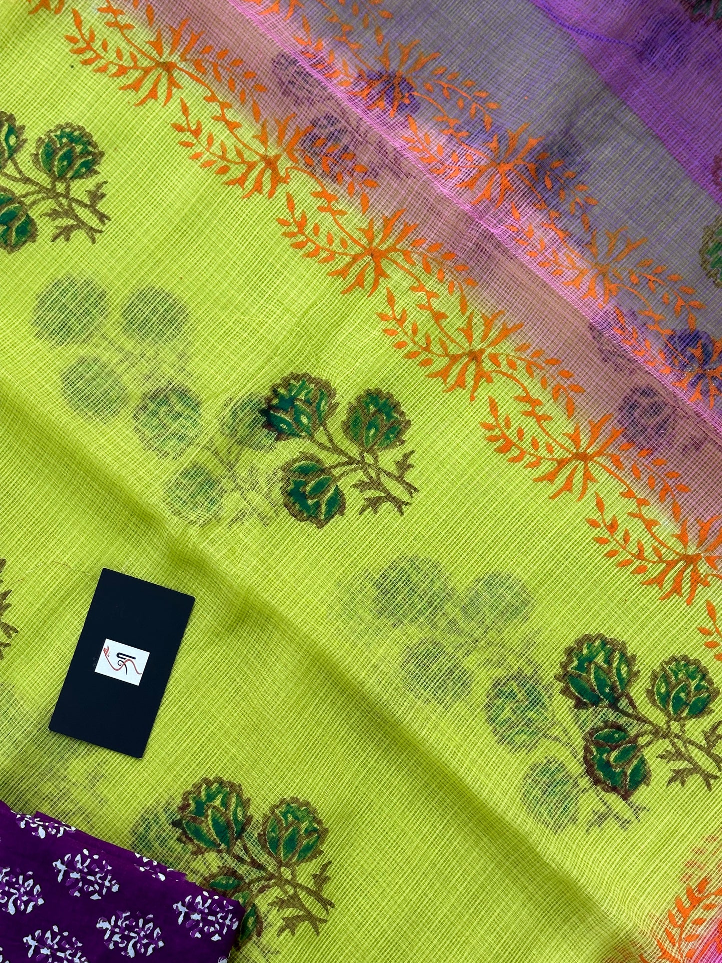 HandBlock Printed Pure Kota Cotton Doria Saree