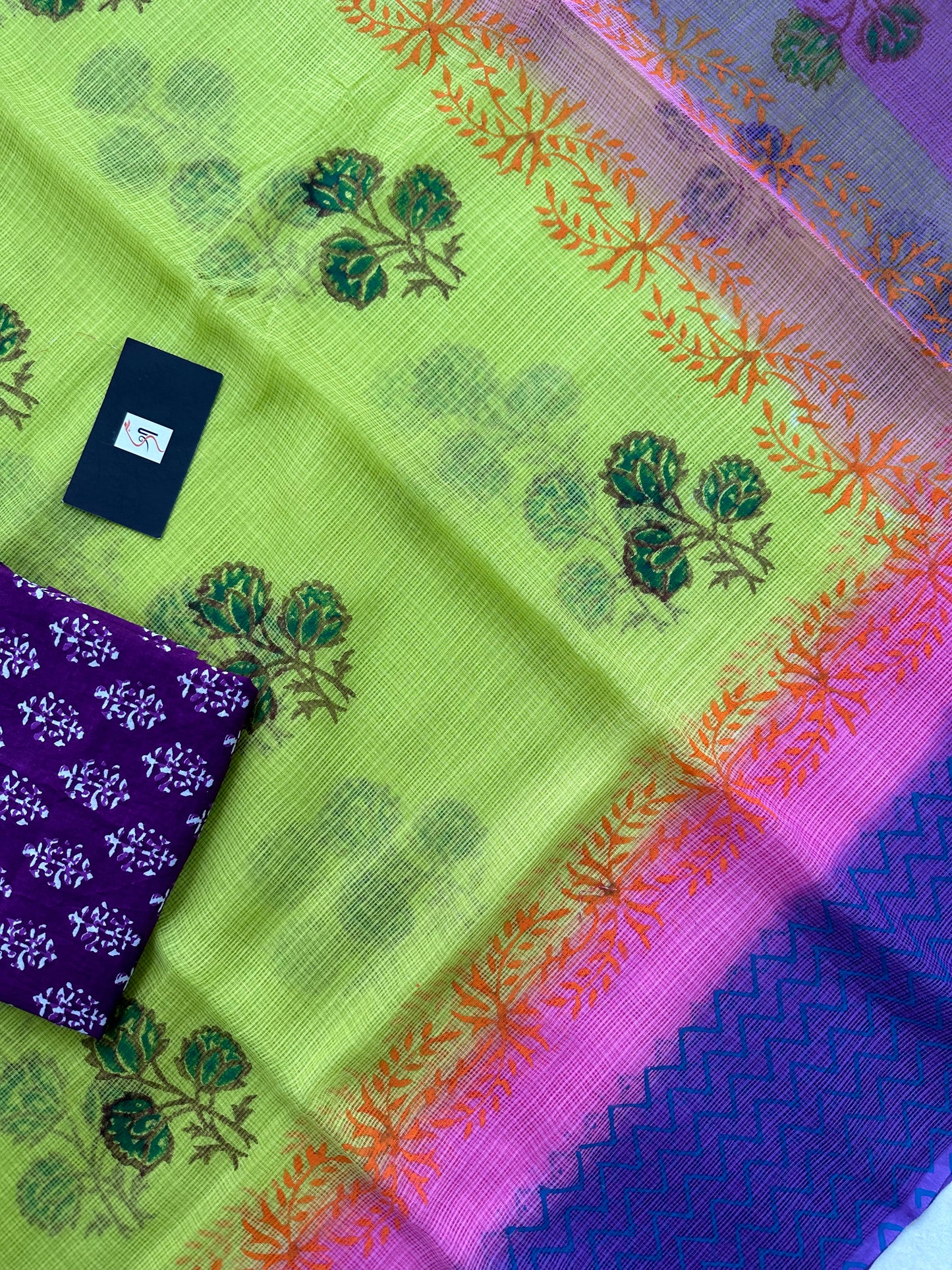 HandBlock Printed Pure Kota Cotton Doria Saree