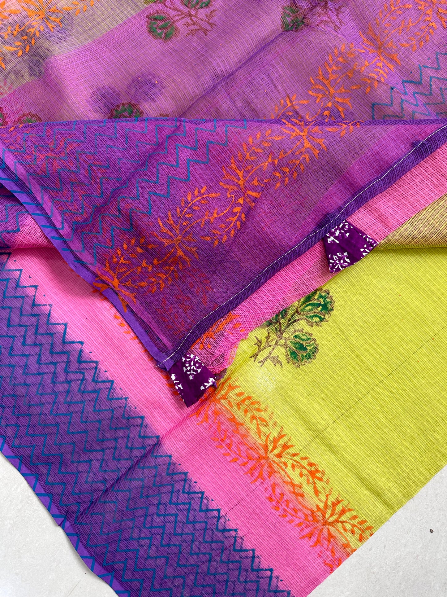 HandBlock Printed Pure Kota Cotton Doria Saree