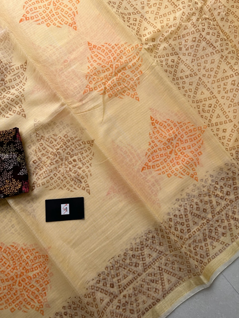 HandBlock Printed Kota Cotton Doria Saree