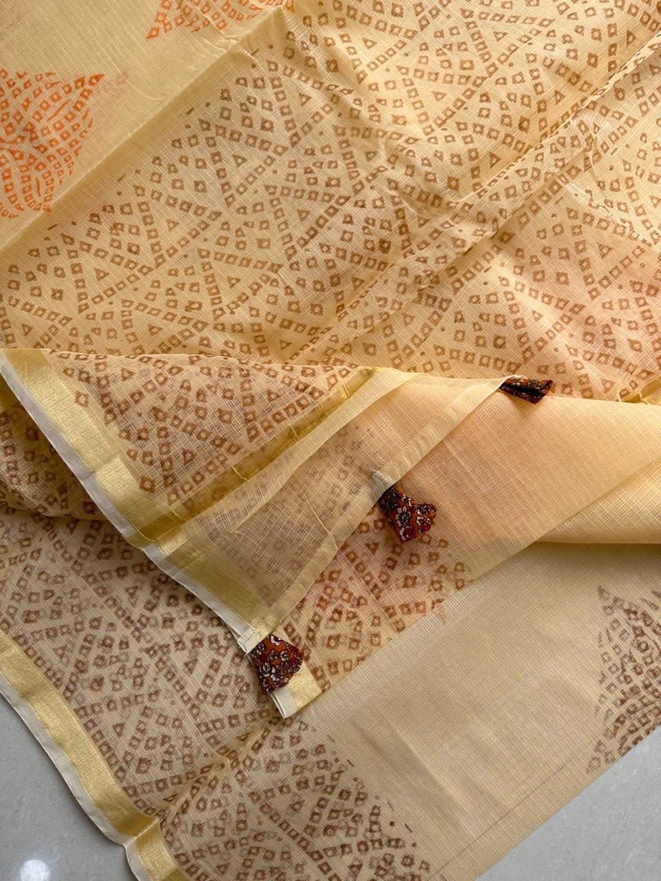 HandBlock Printed Kota Cotton Doria Saree