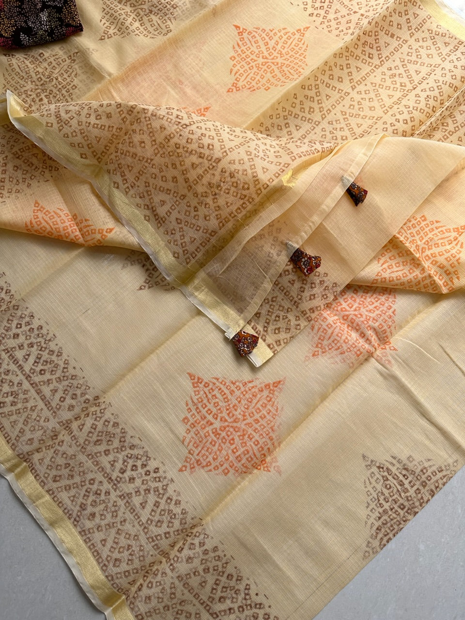 HandBlock Printed Kota Cotton Doria Saree