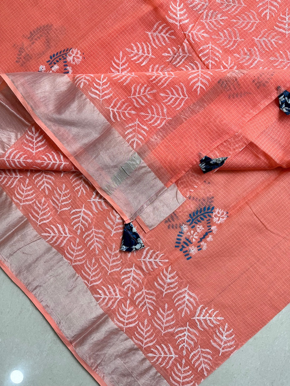 Pure HandBlock Printed Kota Cotton Doria Saree