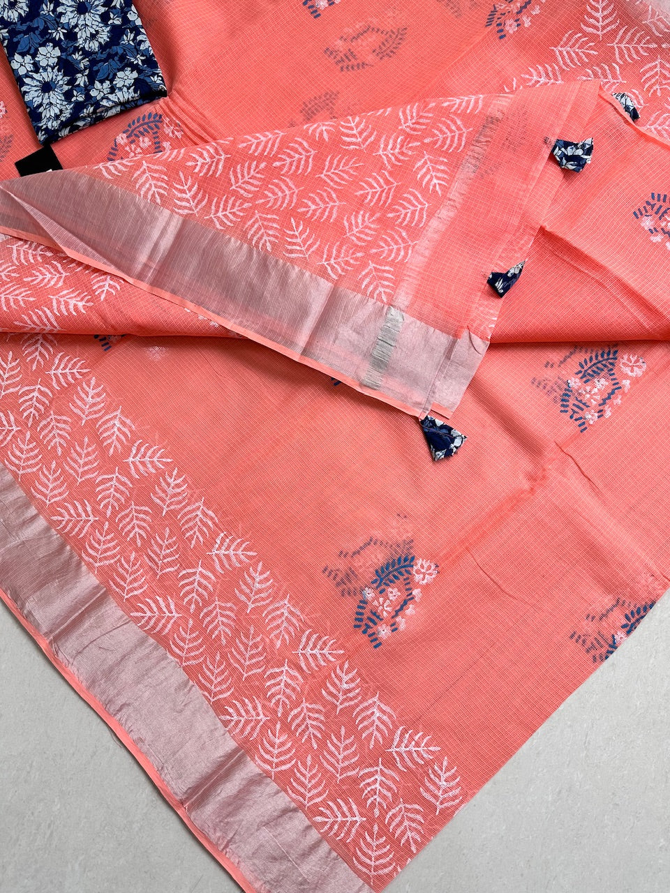 Pure HandBlock Printed Kota Cotton Doria Saree