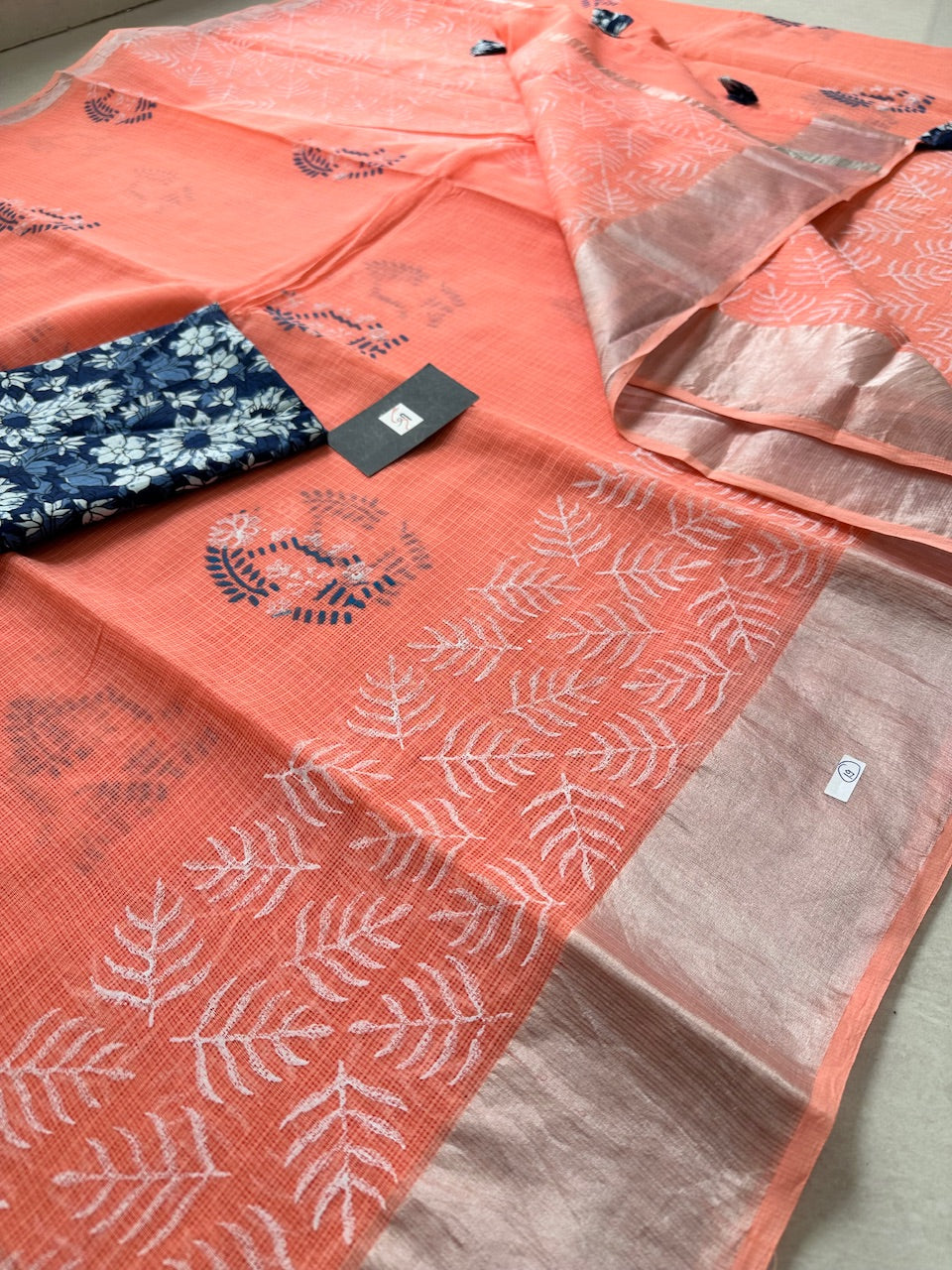 Pure HandBlock Printed Kota Cotton Doria Saree