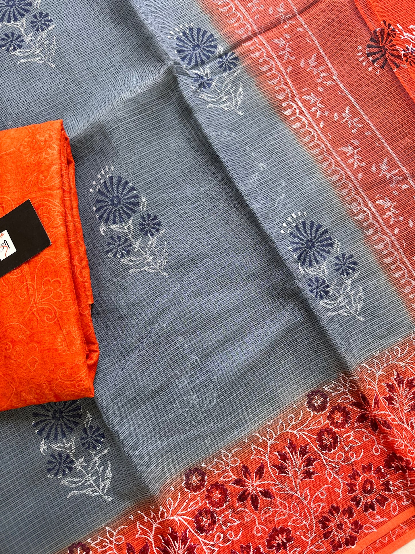 HandBlock Printed Pure Kota Cotton Doria Saree