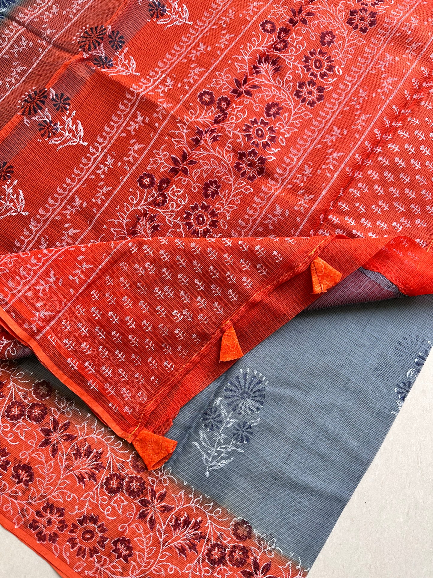 HandBlock Printed Pure Kota Cotton Doria Saree