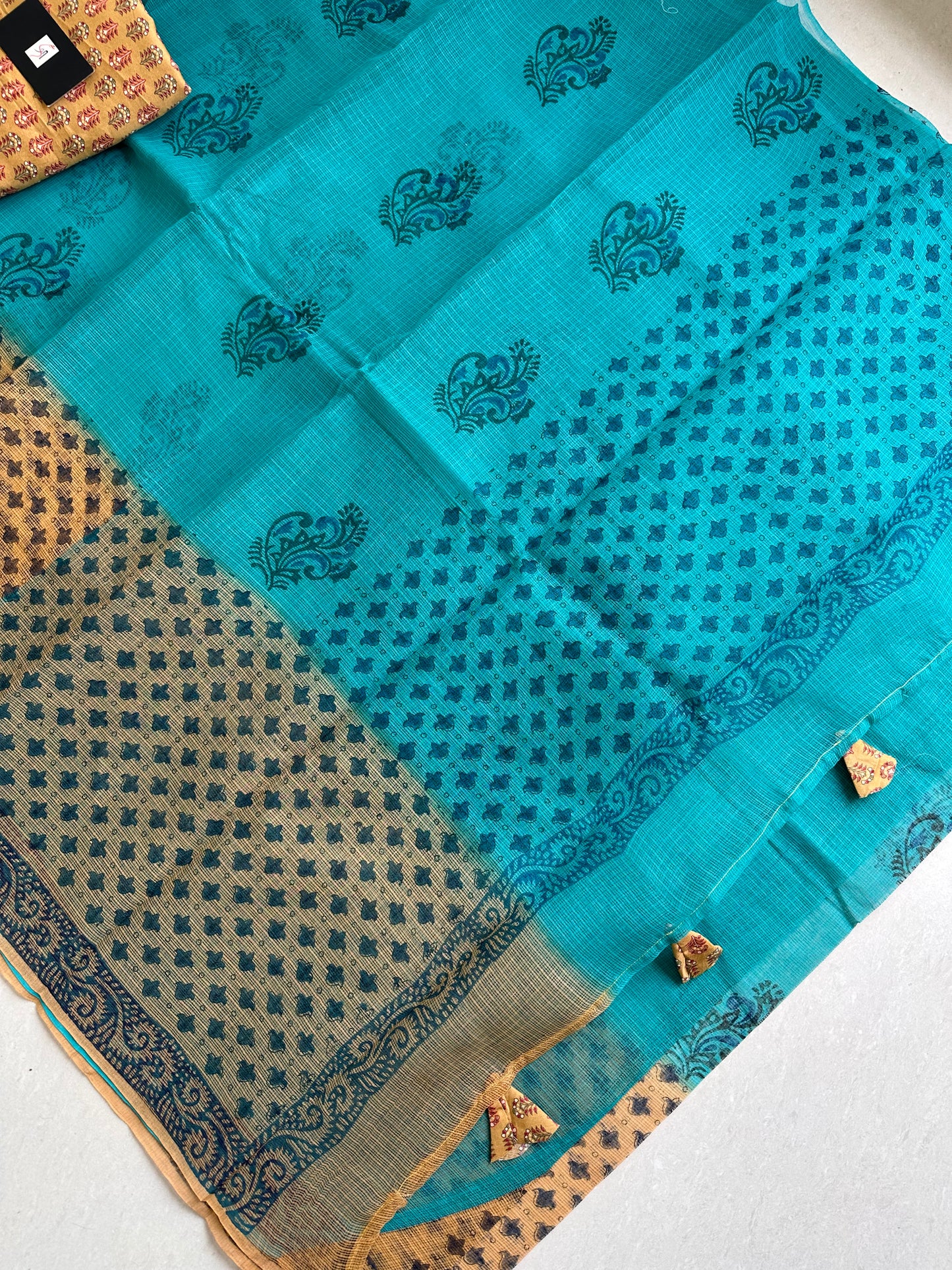 HandBlock Printed Pure Kota Cotton Doria Saree