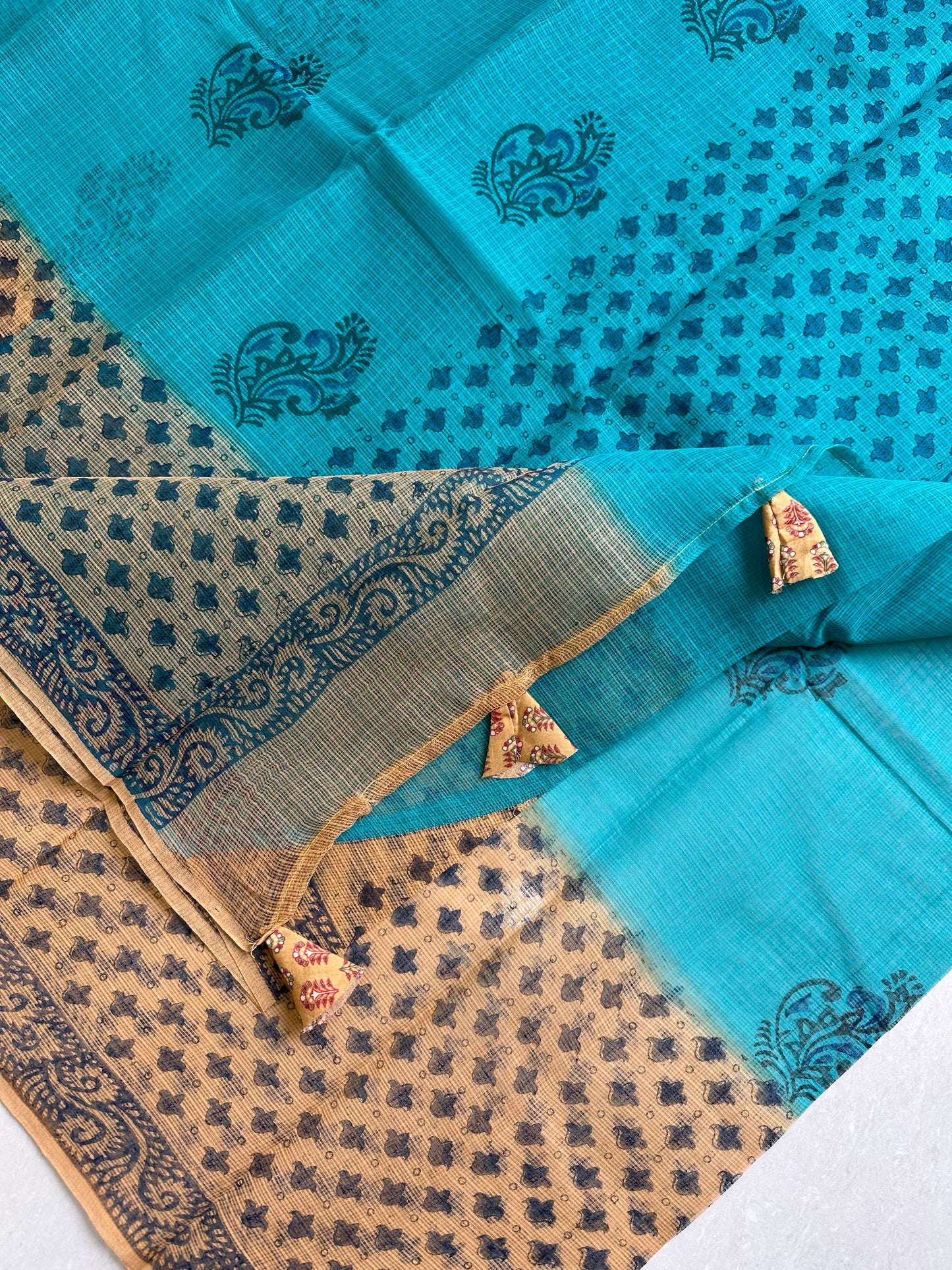 HandBlock Printed Pure Kota Cotton Doria Saree