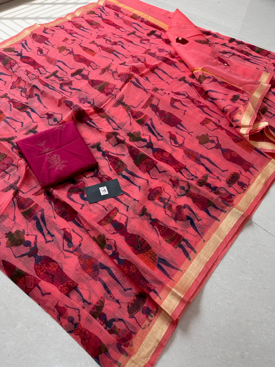 HandBlock Printed Cotton Doria Saree