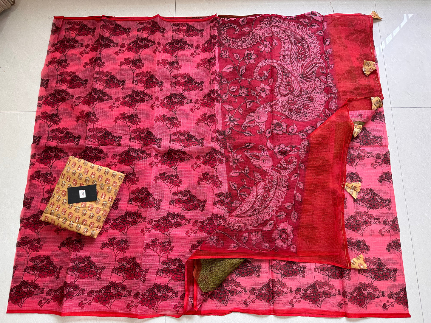 HandBlock Printed Pure Kota Cotton Doria Saree