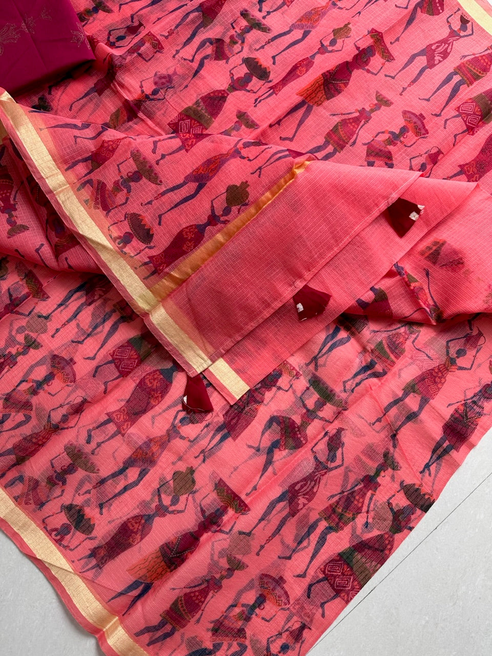 HandBlock Printed Cotton Doria Saree