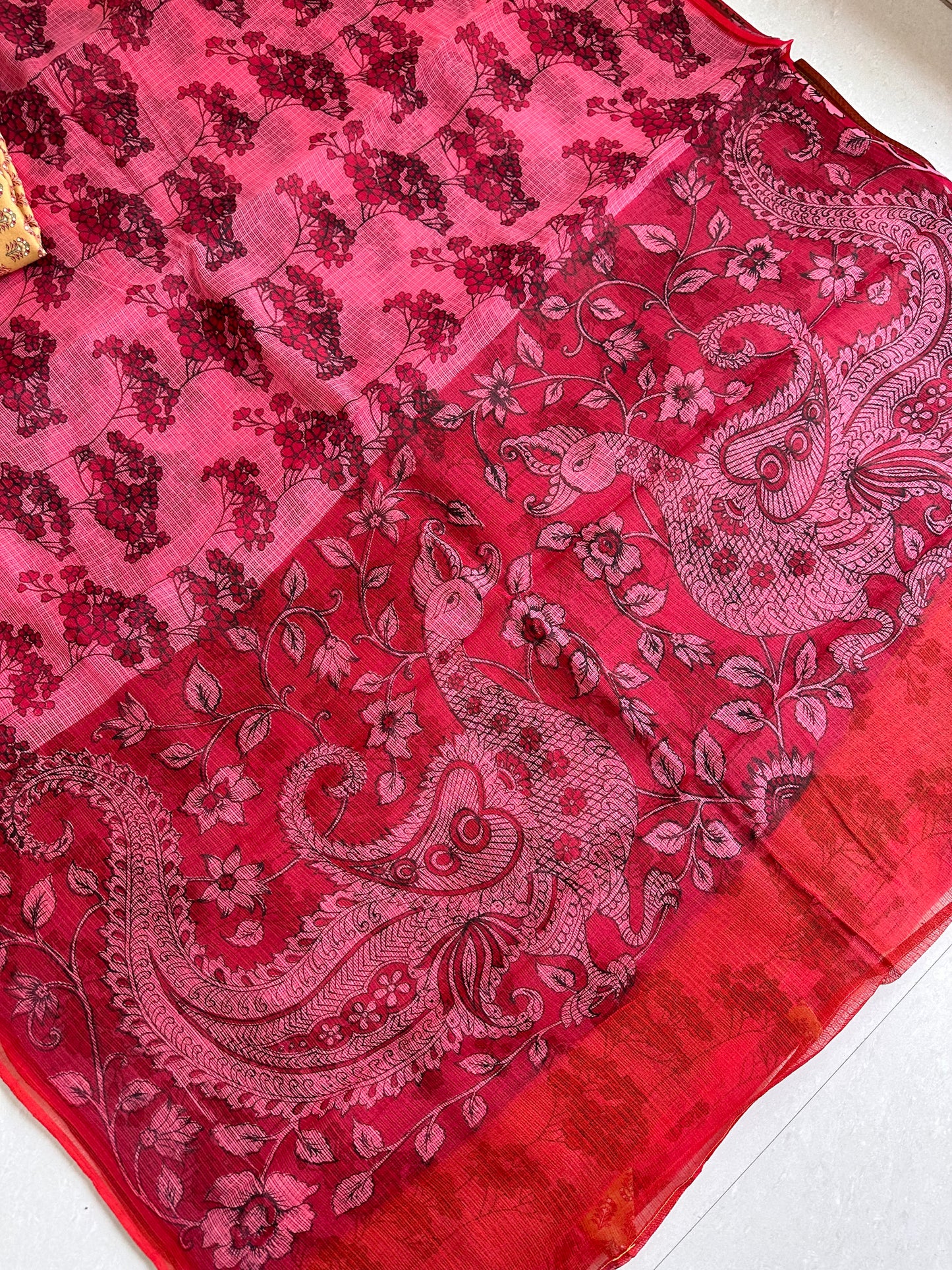 HandBlock Printed Pure Kota Cotton Doria Saree