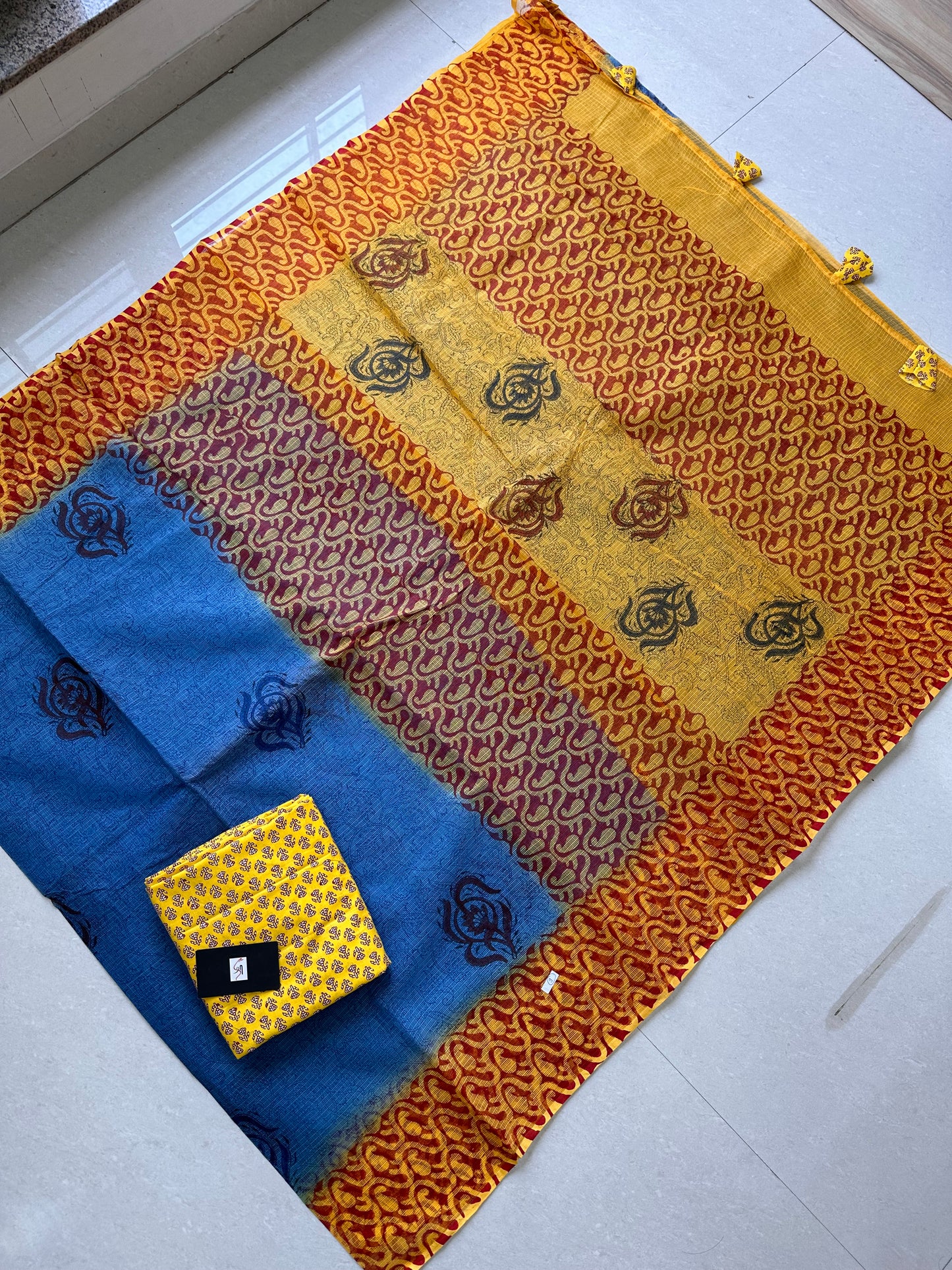 HandBlock Printed Pure Kota Cotton Doria Saree