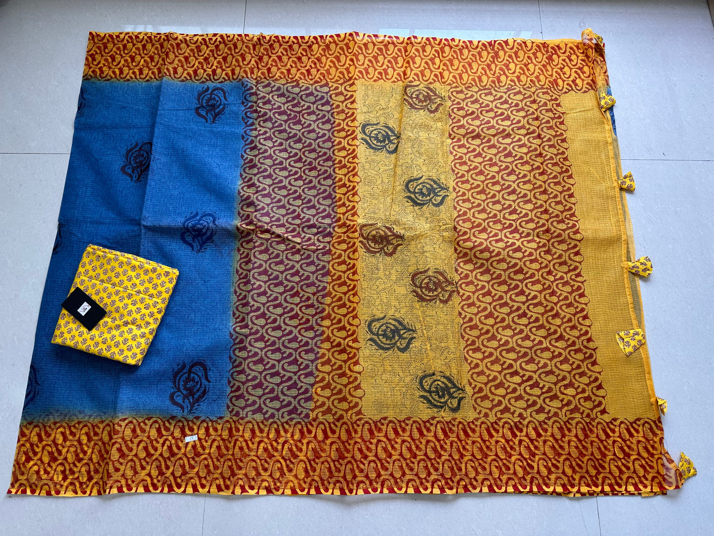 HandBlock Printed Pure Kota Cotton Doria Saree