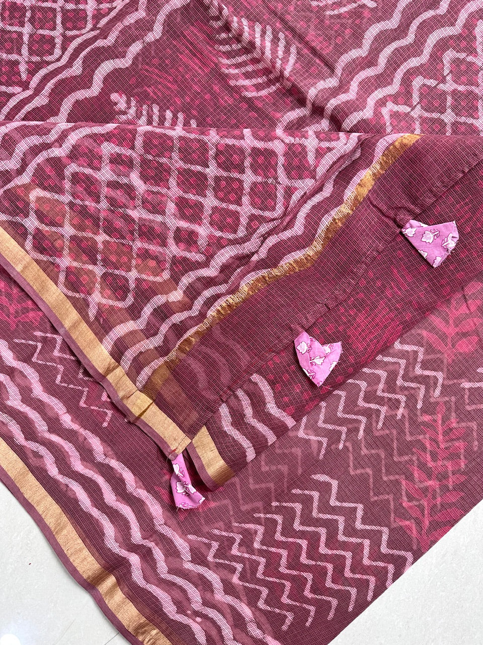 Pure HandBlock Printed Kota Cotton Doria Saree