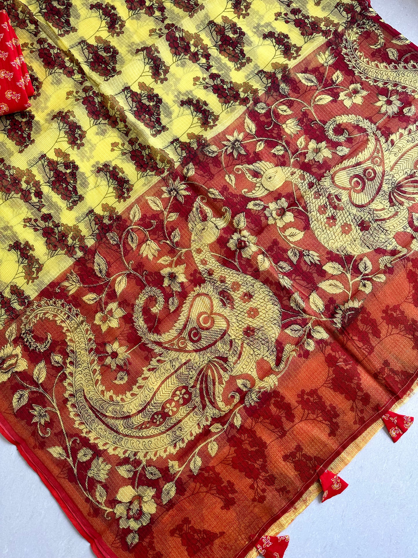 HandBlock Printed Pure Kota Cotton Doria Saree