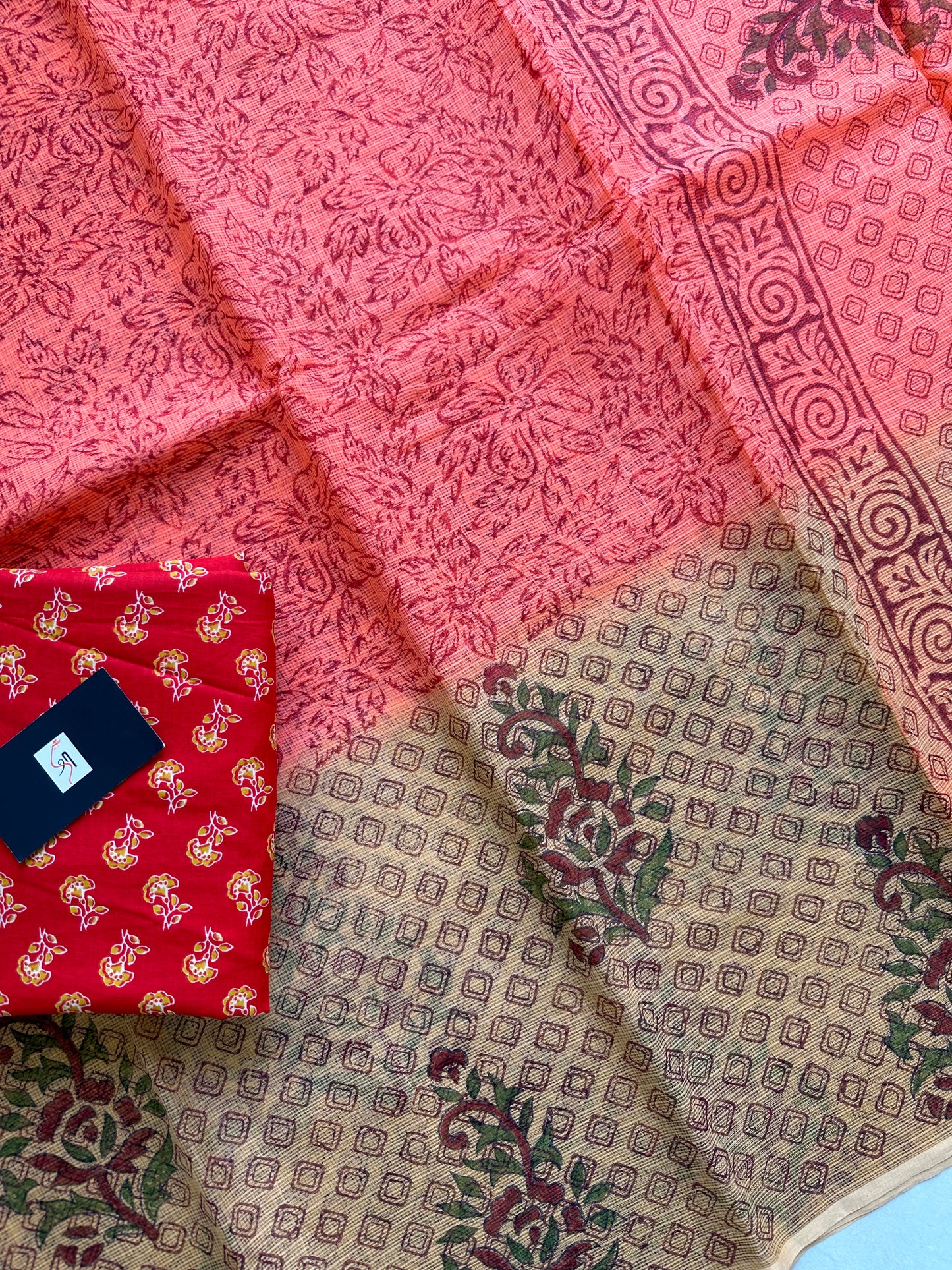 HandBlock Printed Pure Kota Cotton Doria Saree