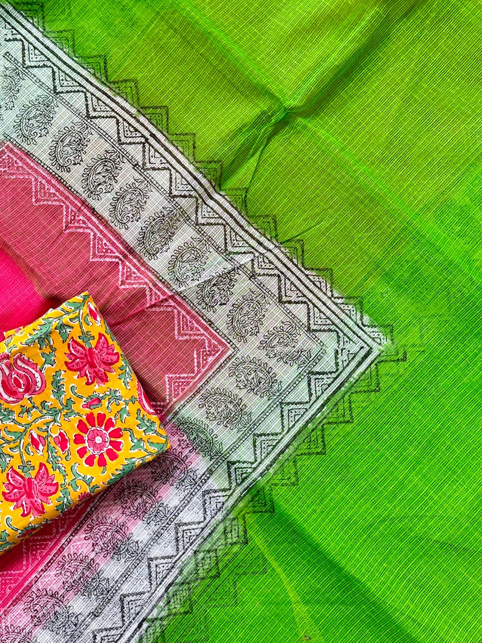 Pure HandBlock Printed Kota Cotton Doria Saree