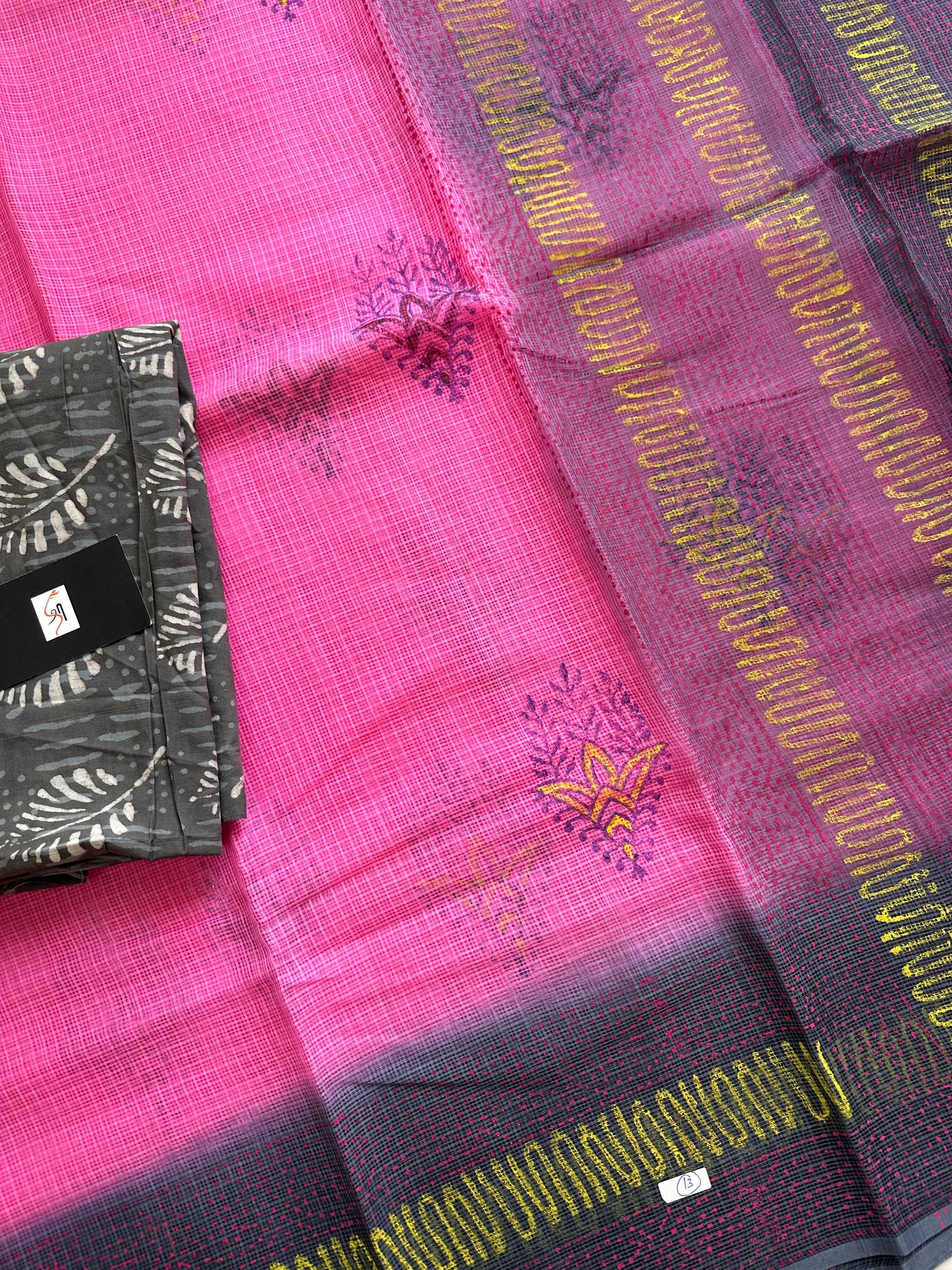 HandBlock Printed Pure Kota Cotton Doria Saree