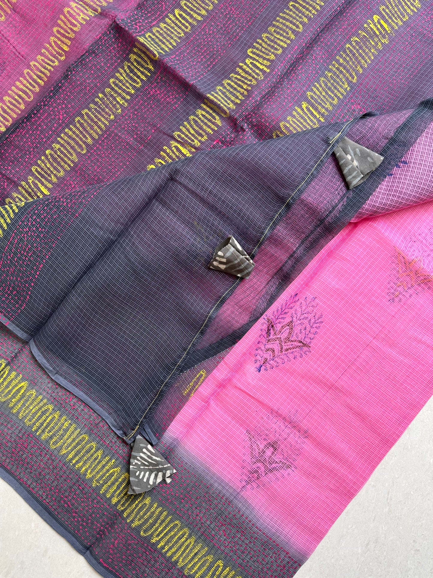 HandBlock Printed Pure Kota Cotton Doria Saree