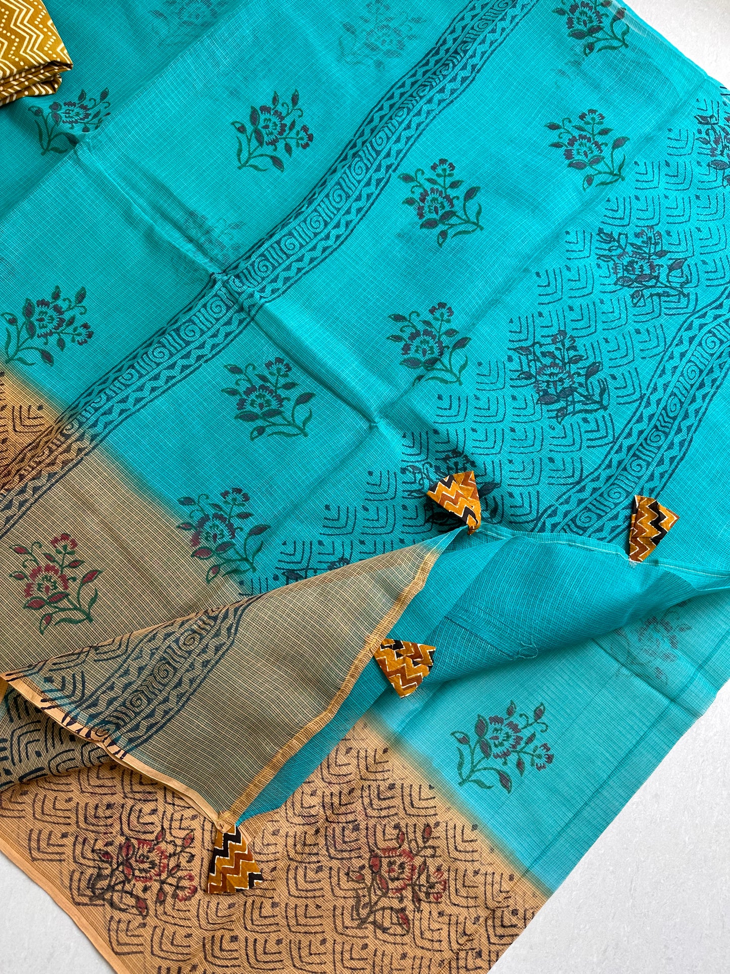 HandBlock Printed Pure Kota Cotton Doria Saree