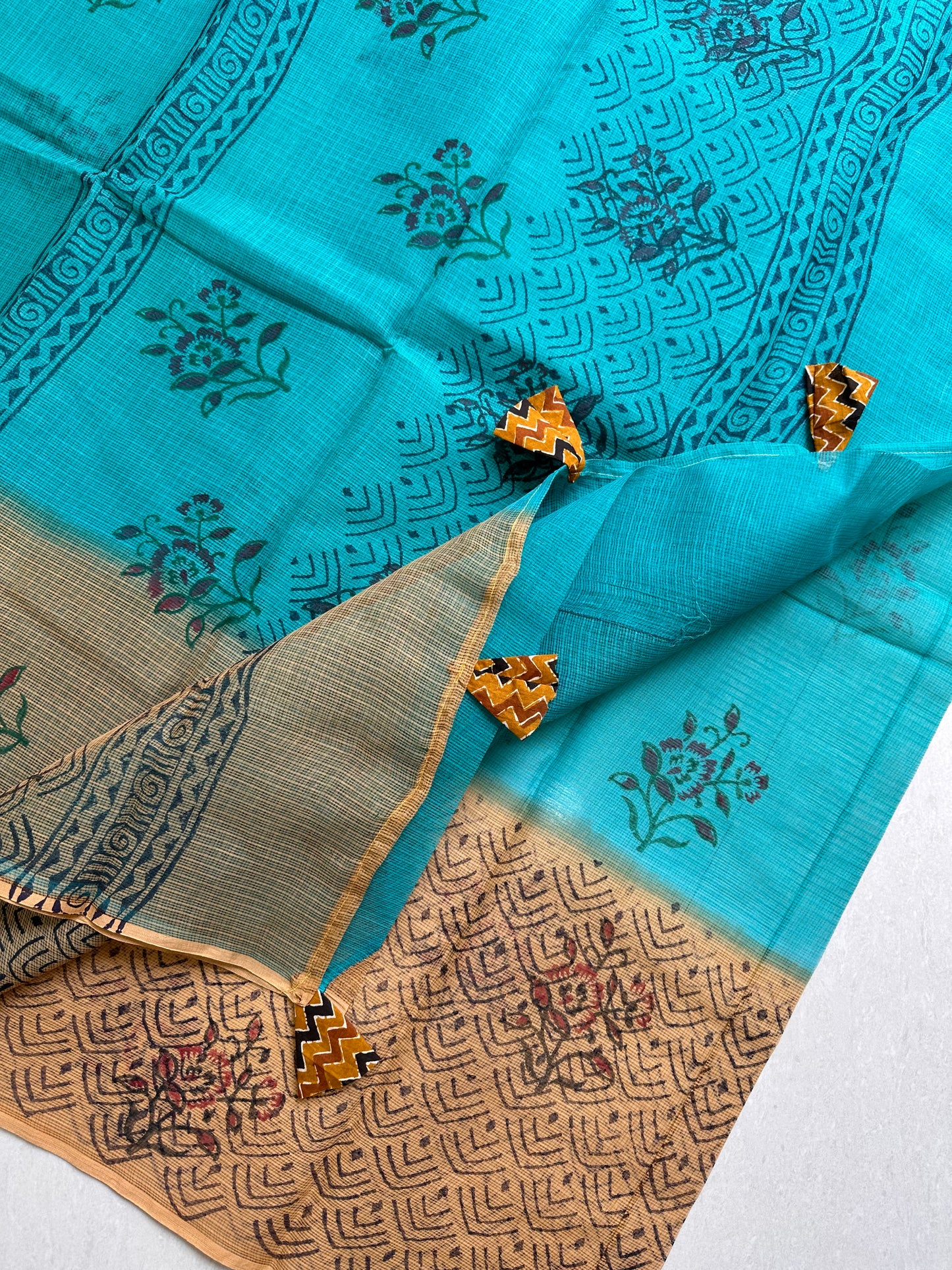 HandBlock Printed Pure Kota Cotton Doria Saree