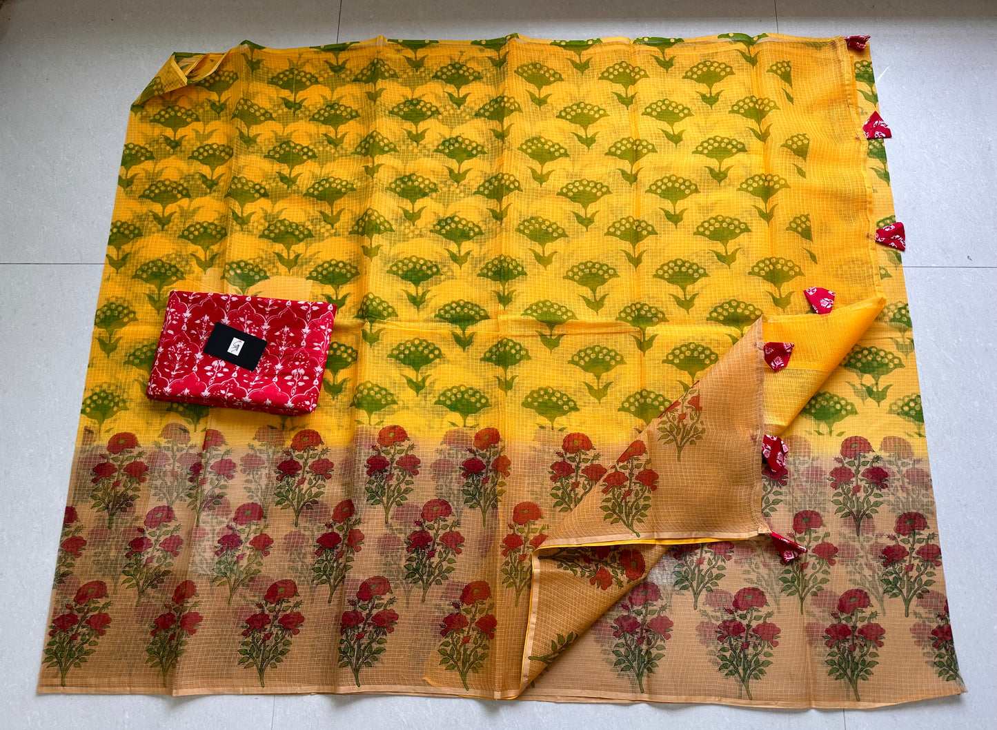 HandBlock Printed Pure Kota Cotton Doria Saree