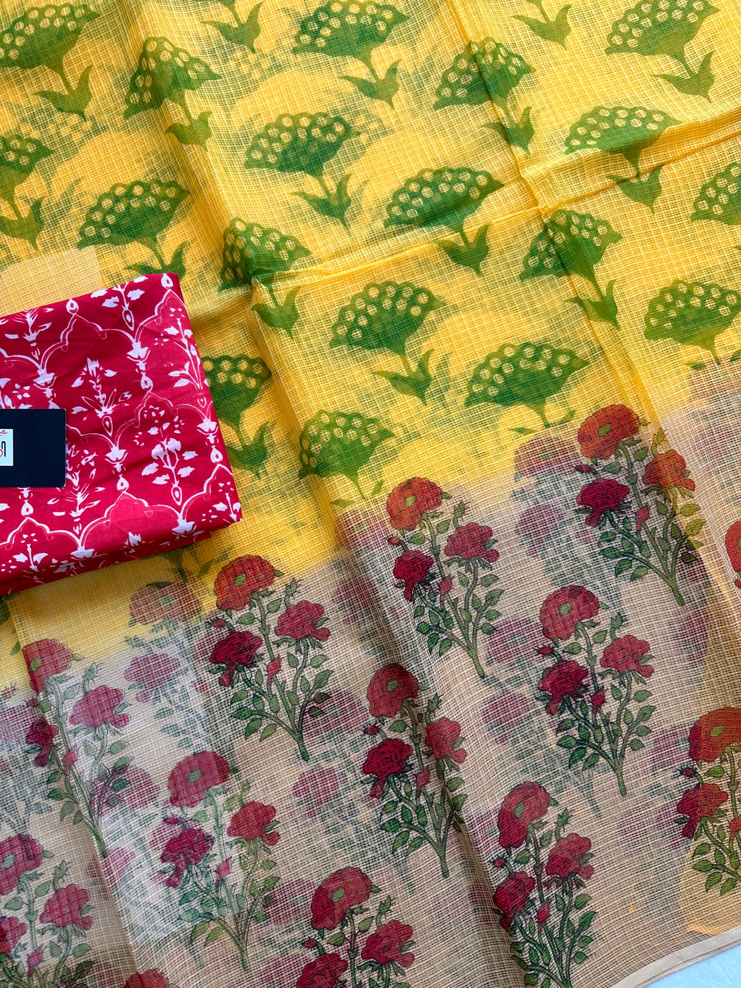 HandBlock Printed Pure Kota Cotton Doria Saree