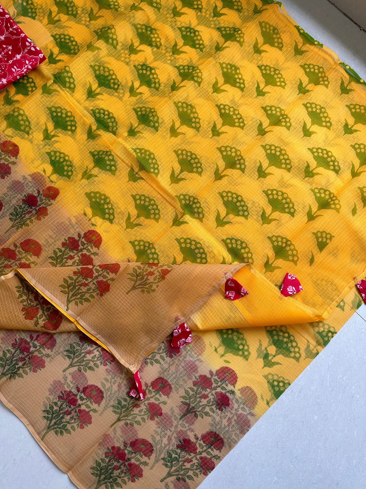 HandBlock Printed Pure Kota Cotton Doria Saree