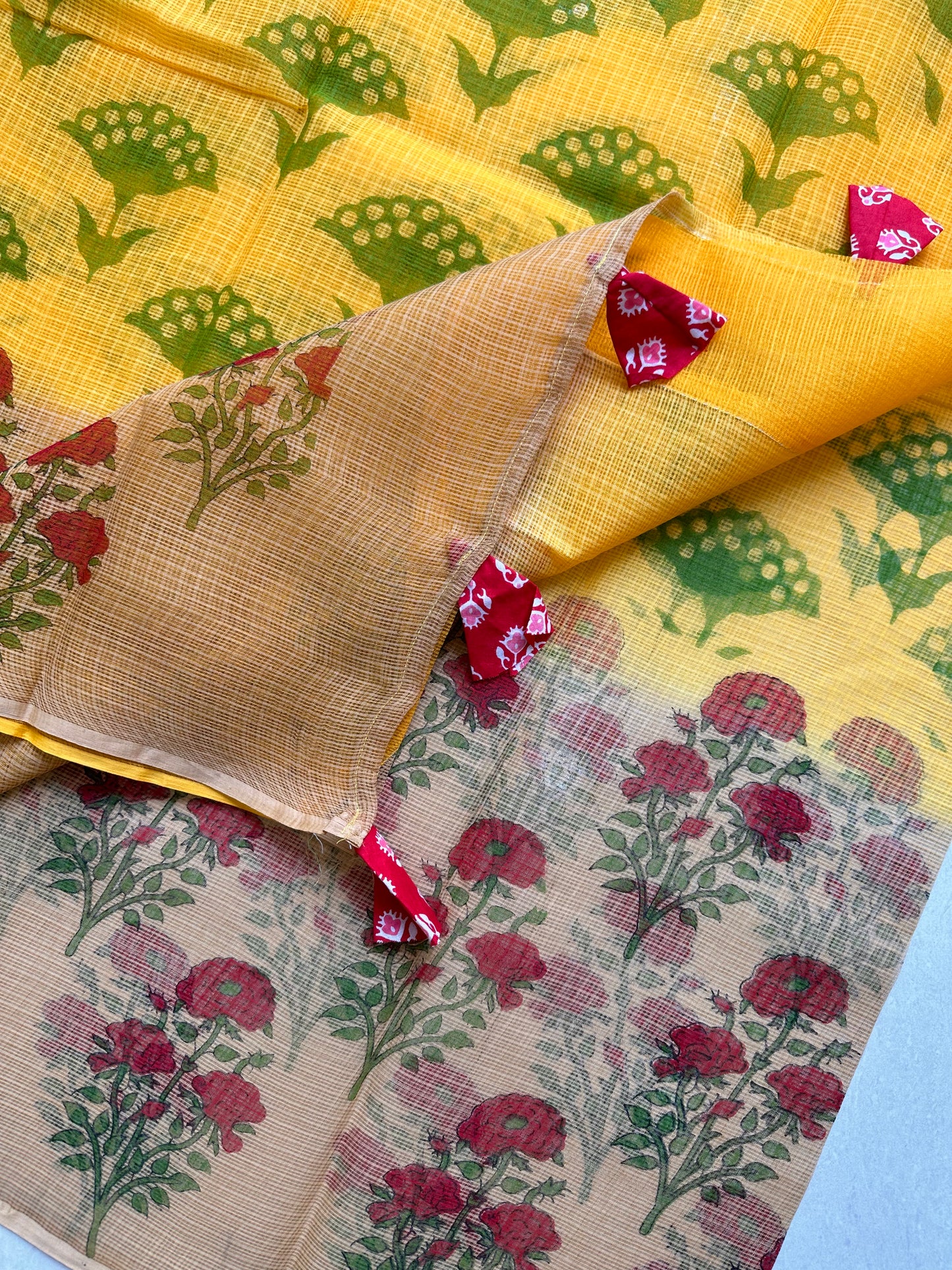 HandBlock Printed Pure Kota Cotton Doria Saree