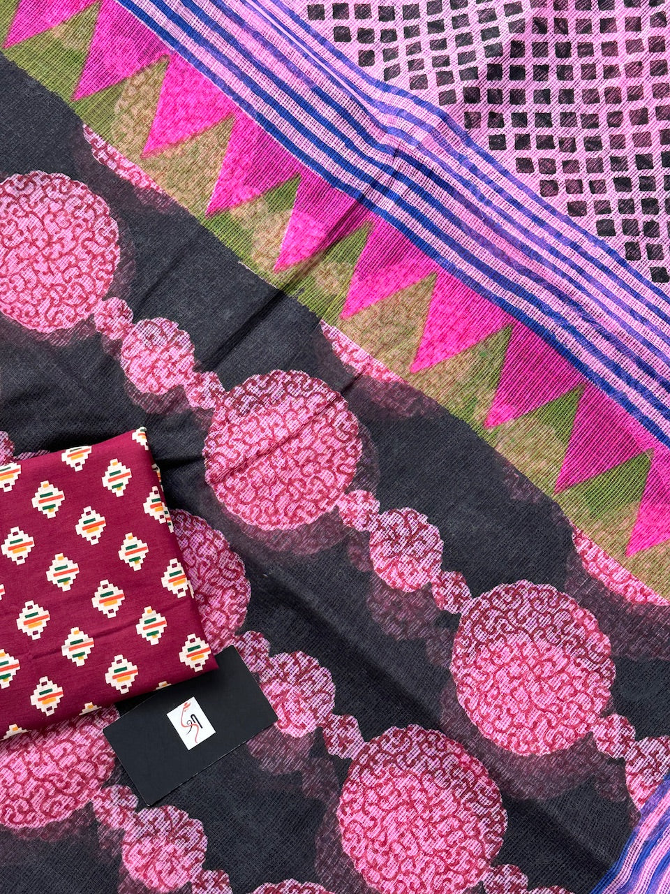 Pure HandBlock Printed Kota Cotton Doria Saree