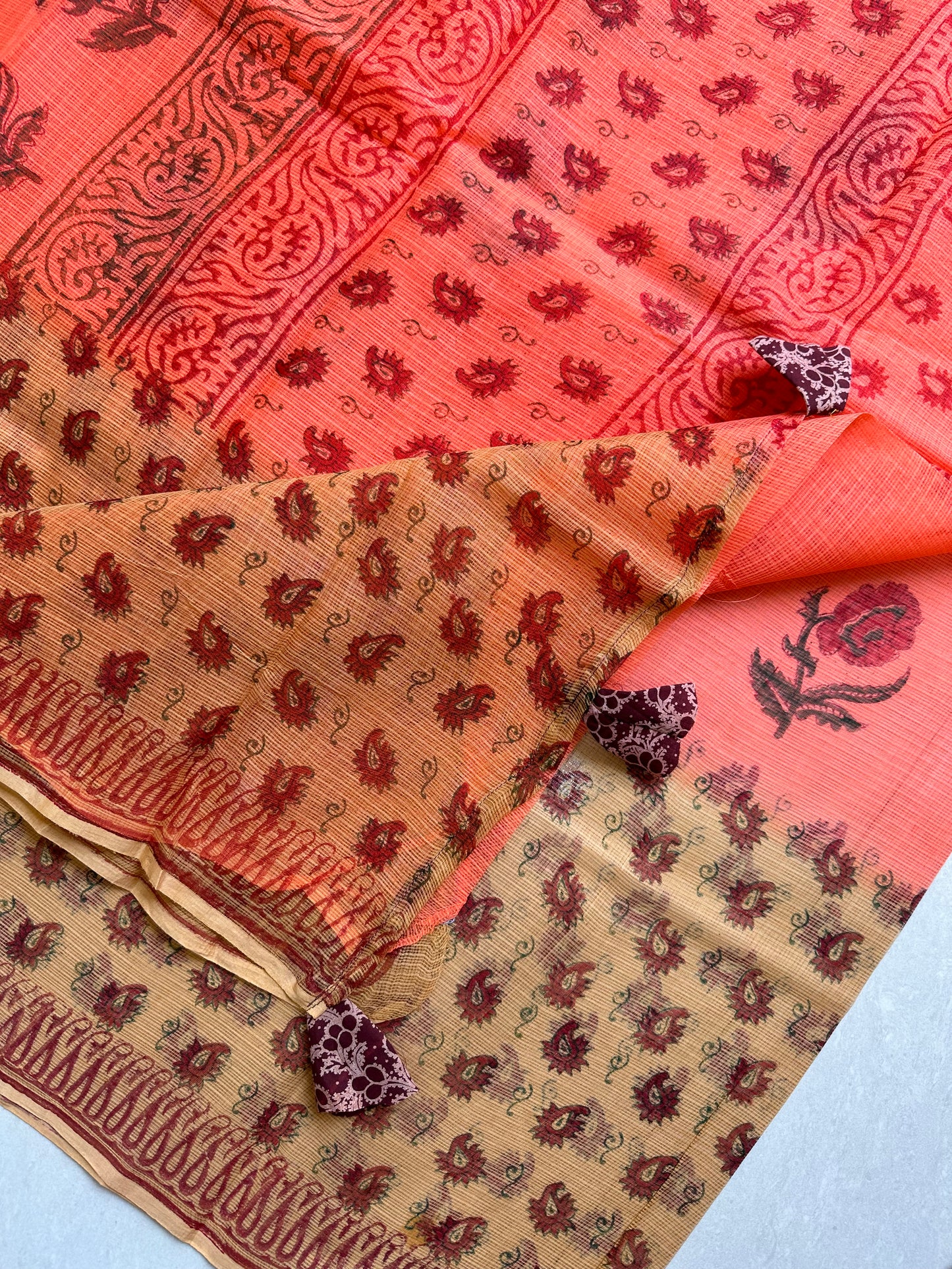 HandBlock Printed Kota Cotton Doria Saree