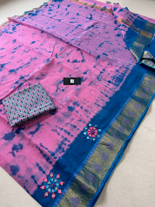 Conceptually Pure Weaved Hand Tye n Dye Kota Cotton Doria Saree