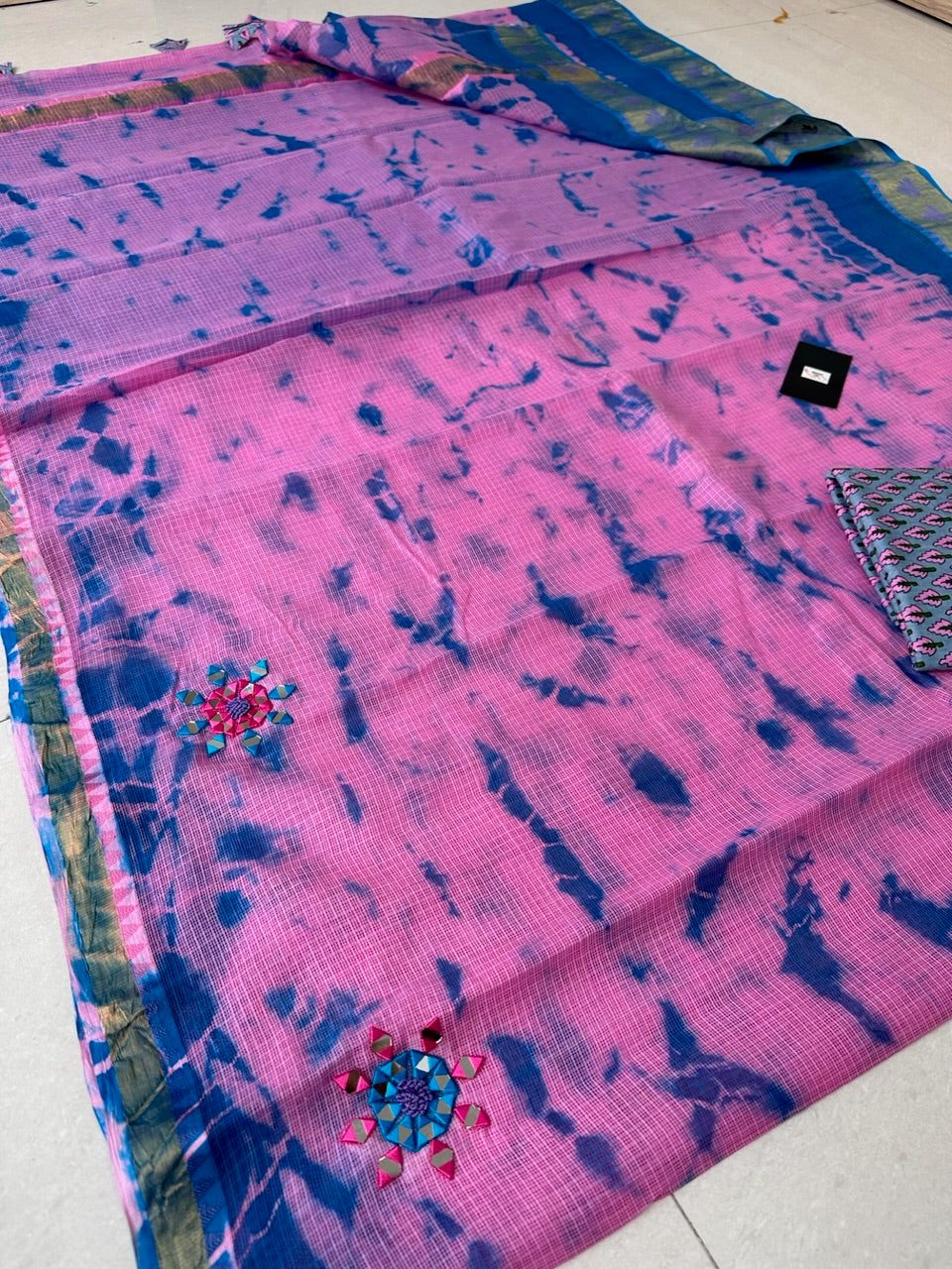 Conceptually Pure Weaved Hand Tye n Dye Kota Cotton Doria Saree