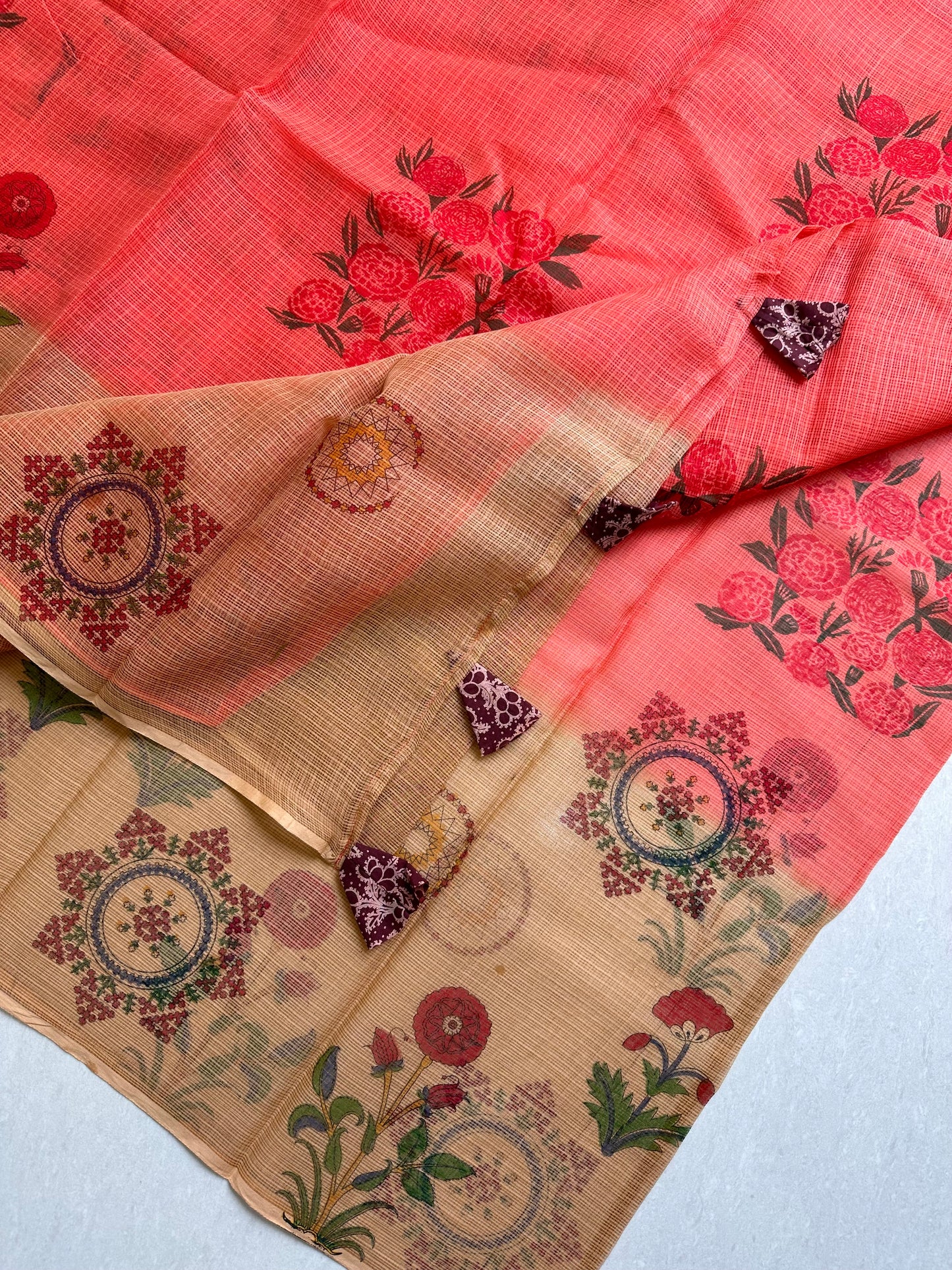 HandBlock Printed Pure Kota Cotton Doria Saree