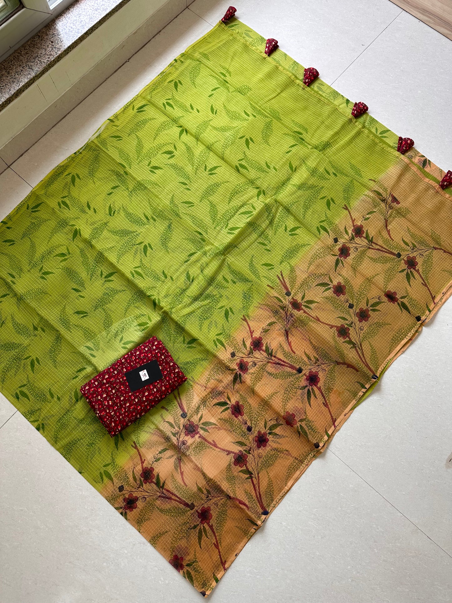 HandBlock Printed Pure Kota Cotton Doria Saree