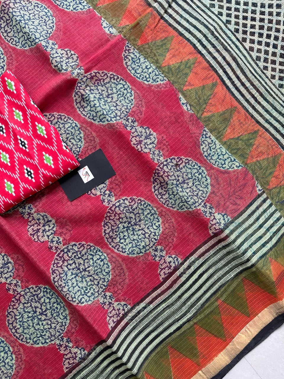 Pure HandBlock Printed Kota Cotton Doria Saree