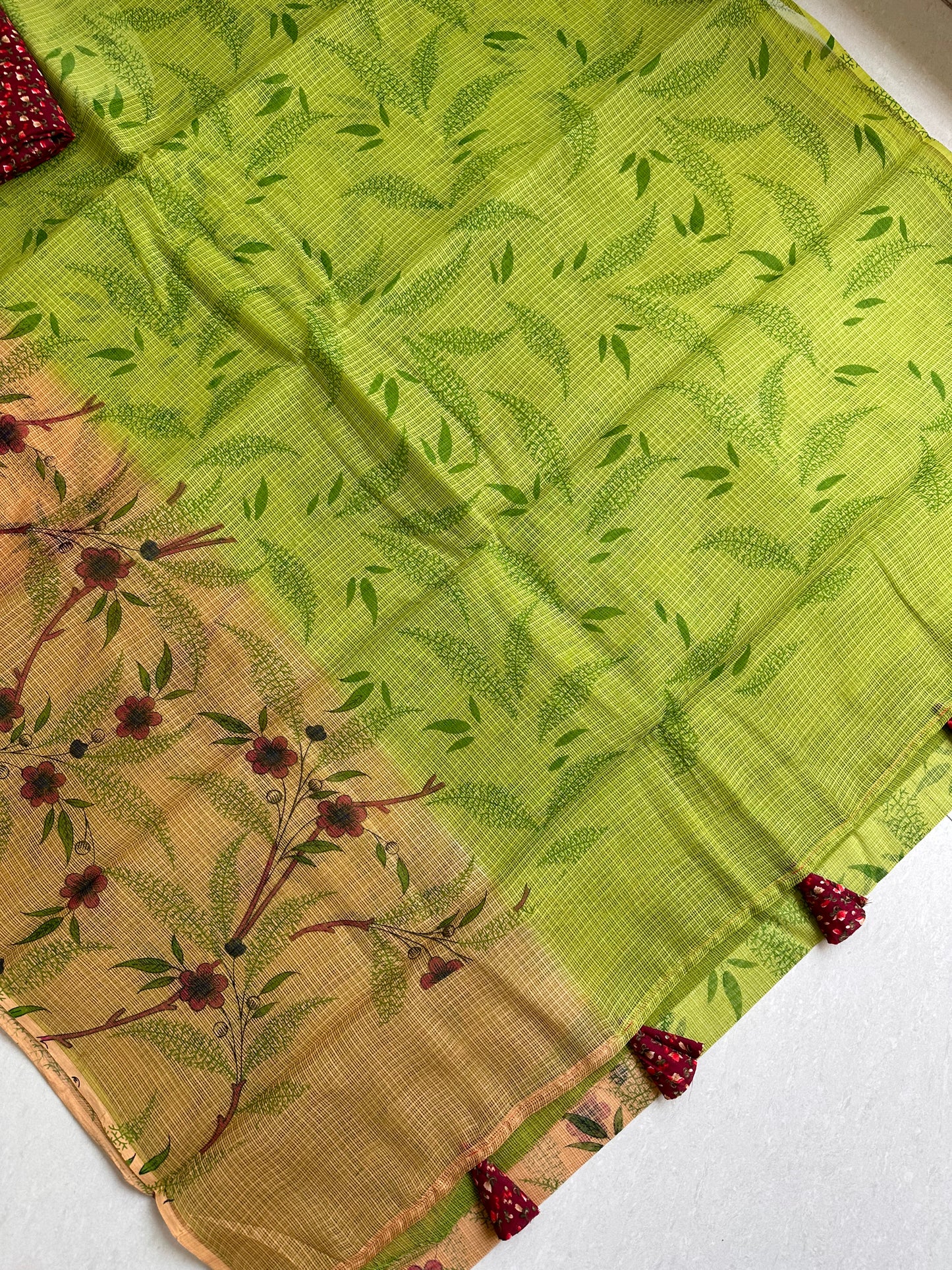 HandBlock Printed Pure Kota Cotton Doria Saree