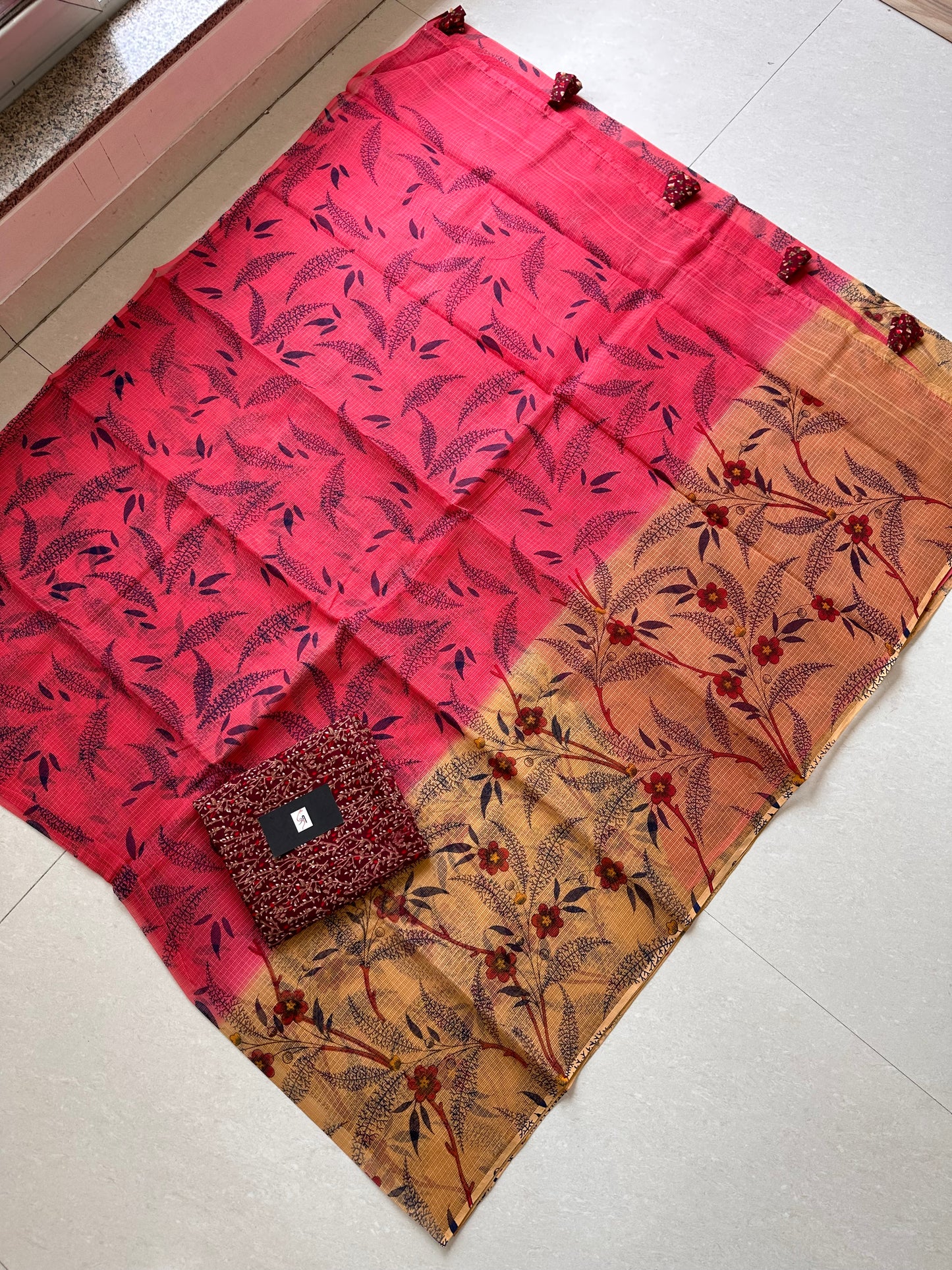 HandBlock Printed Pure Kota Cotton Doria Saree