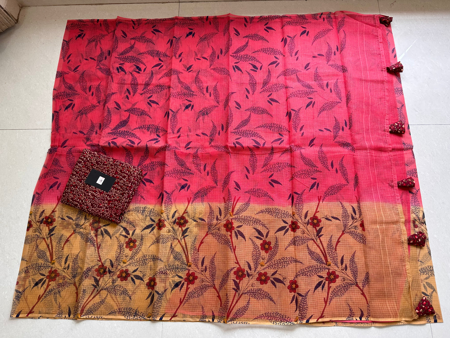 HandBlock Printed Pure Kota Cotton Doria Saree