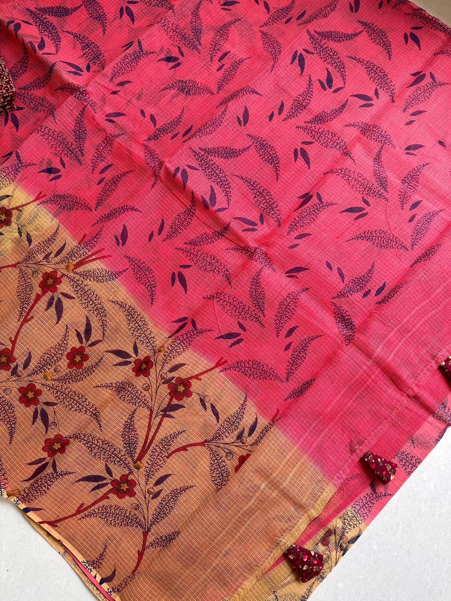 HandBlock Printed Pure Kota Cotton Doria Saree