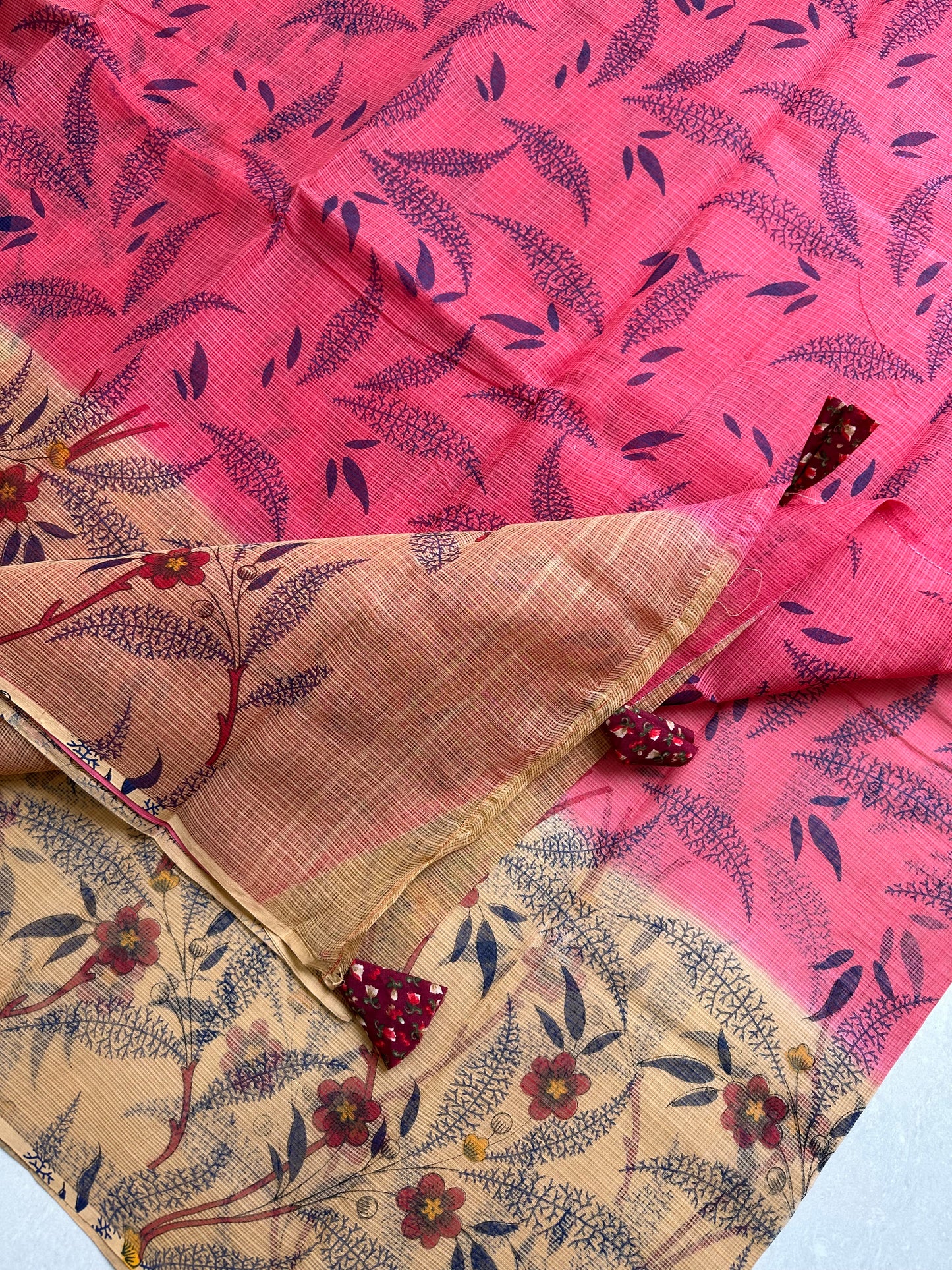 HandBlock Printed Pure Kota Cotton Doria Saree